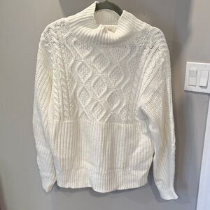 White cable knit turtleneck